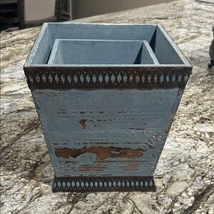 2 blue with metal top boxes from Kirkland’s.